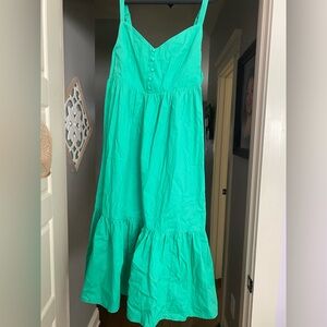 Sleeveless Tiered Midi Dress in Bright Teal